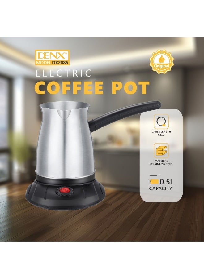 Denx Electric Hot Water Kettle 500ml Stainless Steel Coffee Machine Greek Turkish Coffee Maker Portable Waterproof Electric Hot Boiled Pot Home Portable Tea Maker - Image 3